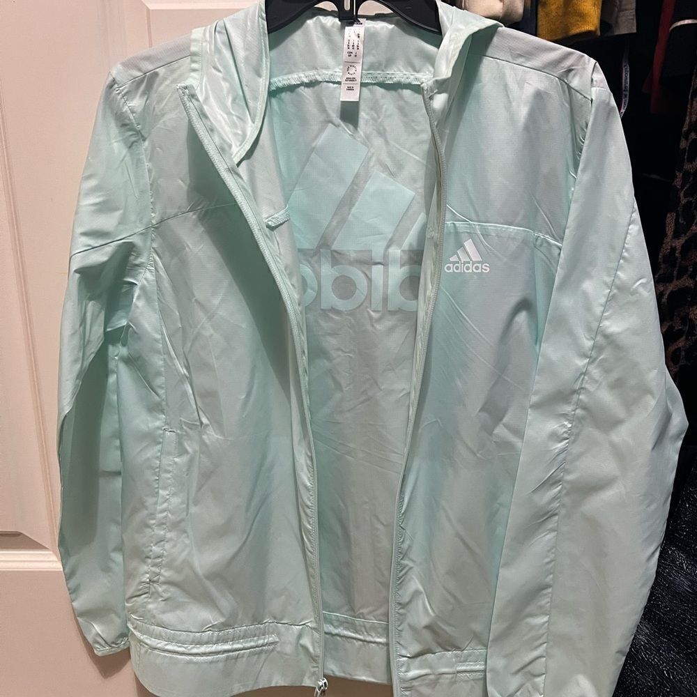 New Adidas Windbreaker Jacket in Ice Mint Size Small